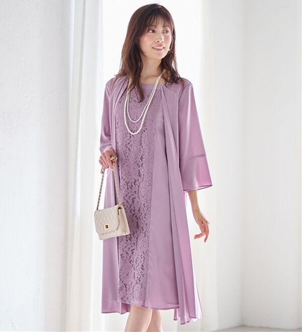 alotta（アロッタ）の「華やかレース使いアンサンブル風ワンピース（ワンピースセットスーツ）」｜詳細画像