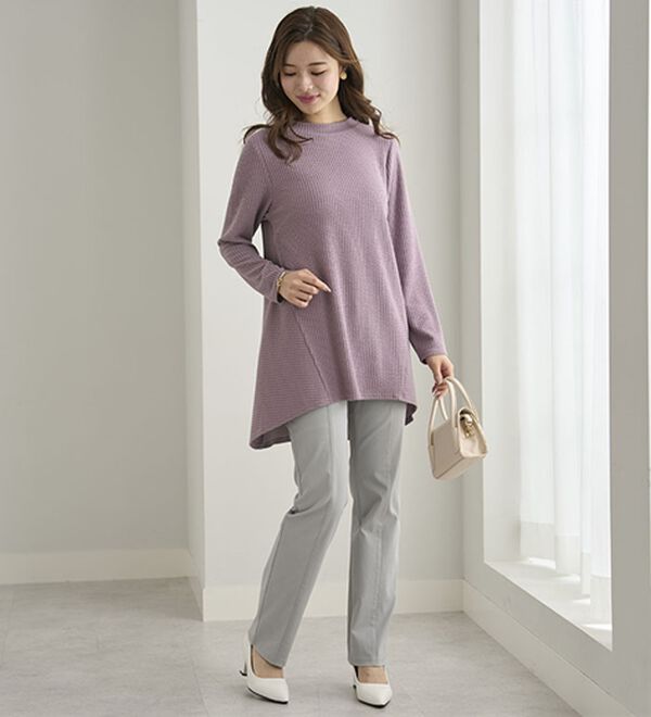 BELLUNA（ベルーナ）の「ふくれ素材フレアーデザインストレッチチュニック（チュニック）」｜詳細画像