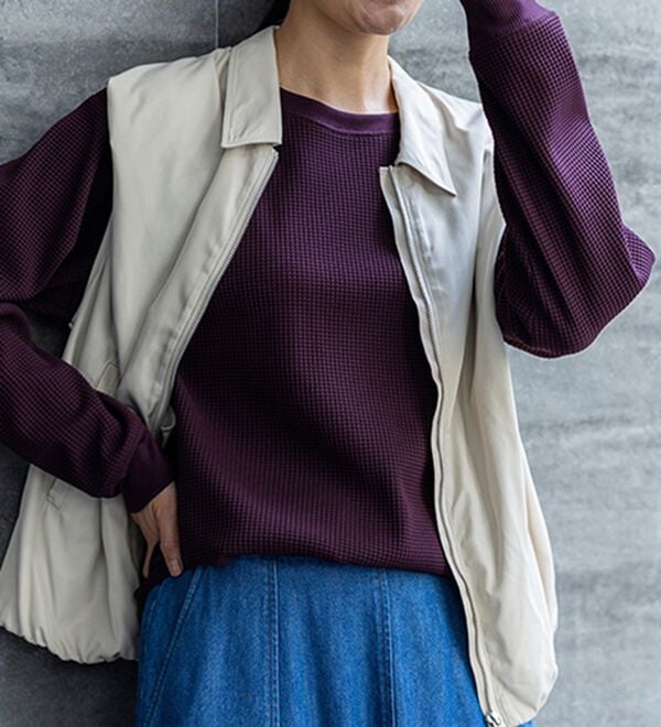 BELLUNA（ベルーナ）の「《快適Ｌａｂ．》 乾きやすい！ドライワッフルプルオーバー（カットソー）」｜詳細画像