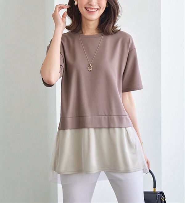 裾チュールレイヤード風チュニック - ベルーナ【公式】