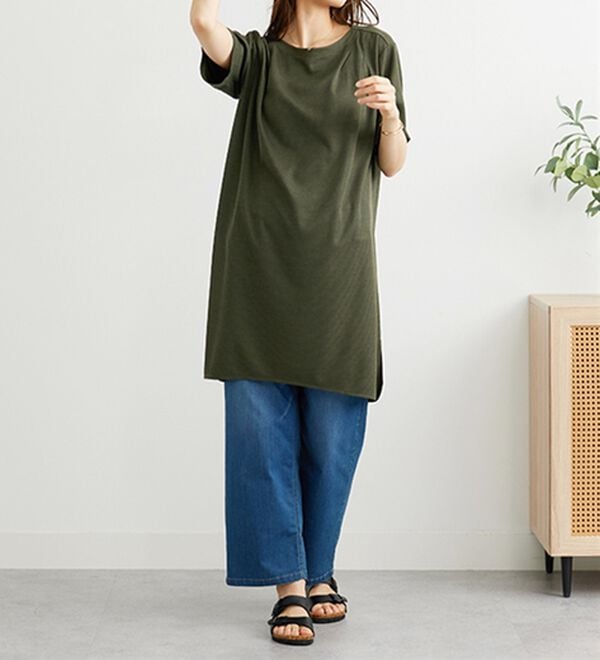 BELLUNA（ベルーナ）の「かのこ素材肩タックデザインワンピース（チュニック）」｜詳細画像