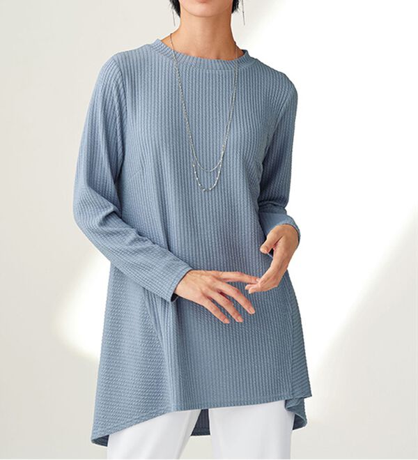 BELLUNA（ベルーナ）の「ふくれ素材フレアーデザインストレッチチュニック（チュニック）」｜詳細画像