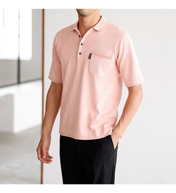 「＜イネド＞ヴィンテージ加工のニットポロ（メンズポロシャツ）」｜詳細画像