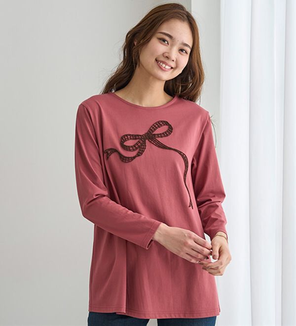 BELLUNA（ベルーナ）の「一枚で着映えるデコラＴ（長袖）（チュニック）」｜詳細画像