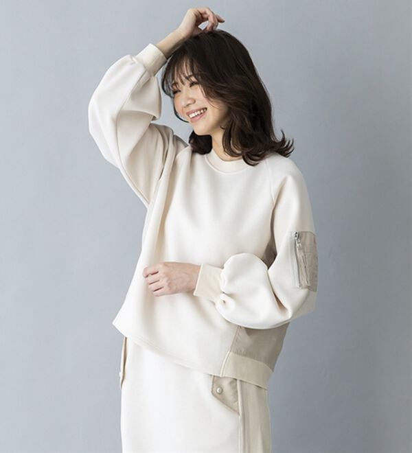 BELLUNA（ベルーナ）の「【ＳＭＡＲＴ　ＥＣＯ　ＪＥＲＳＥＹ】異素材切替プルオーバー（カットソー）」｜詳細画像