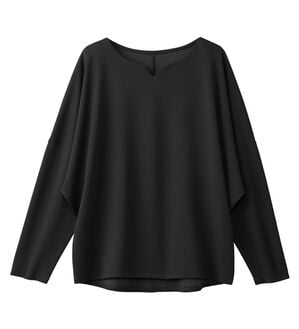 alotta（アロッタ）の「着痩せが叶うドルマンスリーブきれいめカットソー（カットソー）」｜ブラック／長袖