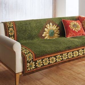 「イタリア製ジャカード織センターカバー「マルゲリータ」（ソファーカバー）」｜グリーン