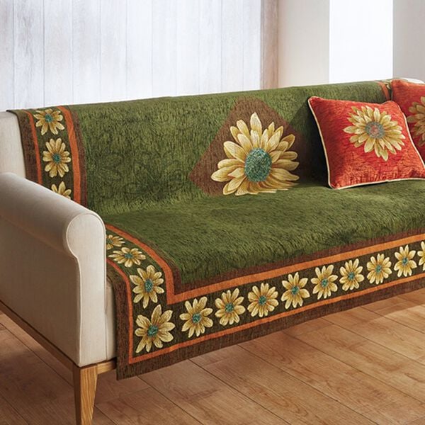 「イタリア製ジャカード織センターカバー「マルゲリータ」（ソファーカバー）」｜グリーン