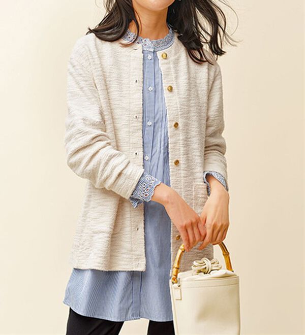 BELLUNA（ベルーナ）の「上品に着映える！衿＆袖レース切替シャツチュニック（チュニック）」｜詳細画像