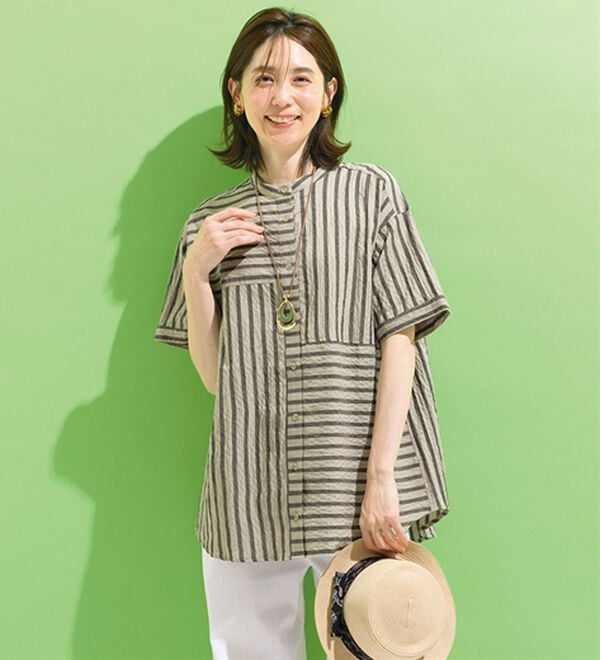 ルフラン（ルフラン）の「【２色組】モノトーン切替シャツチュニック（チュニック）」｜詳細画像