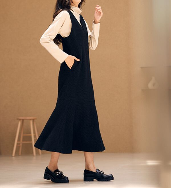 RANAN（ラナン）の「ツイード素材キーネックジャンパースカート（ジャンパースカート）」｜詳細画像