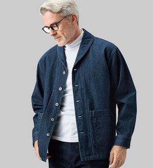 「＜コムルヴァン・オム＞ショール衿デニムカバーオール（メンズジャケット）」｜詳細画像