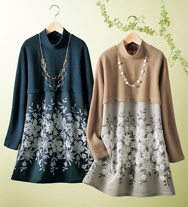 ルフラン（ルフラン）の「【２色組】花柄発泡プリントのエレガントチュニック（チュニック）」｜詳細画像