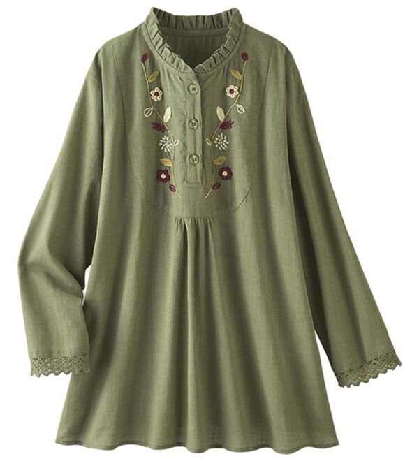 ルフラン（ルフラン）の「綿１００％手刺しゅうブラウス（ブラウス）」｜詳細画像