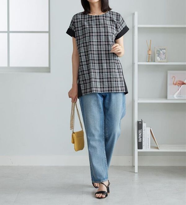 BELLUNA（ベルーナ）の「サッカーチェック切替デザインチュニック（チュニック）」｜詳細画像