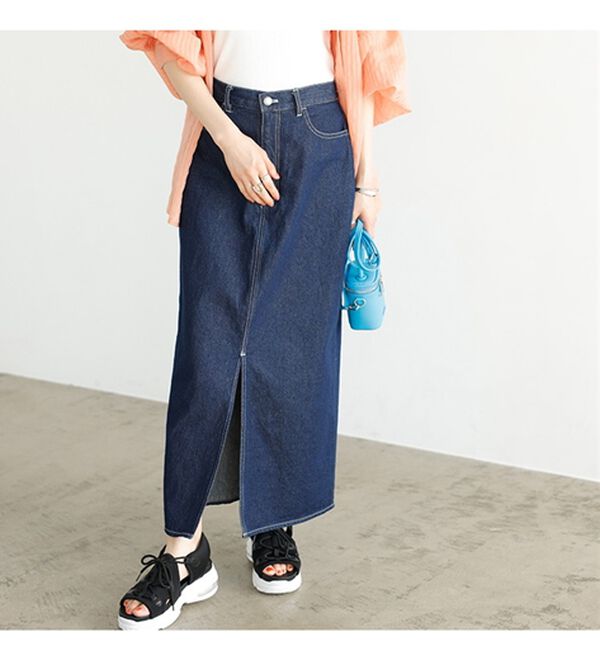 GeeRA（ジーラ）の「フロントスリットナローデニムスカート（ロングスカート）」｜詳細画像