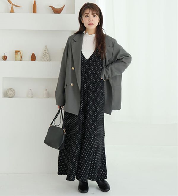 A HAPPY MARILYN（アハッピーマリリン）の「【Ｌ～８Ｌ】選べる丈！リブトップス&times;マーメイドジャンスカ２点セット（アンサンブル）」｜詳細画像