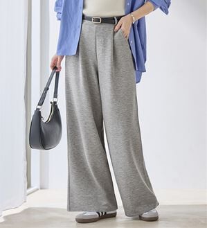 「なめらかダンボールワイドパンツ（ワイドパンツ・ガウチョ）」｜杢グレー