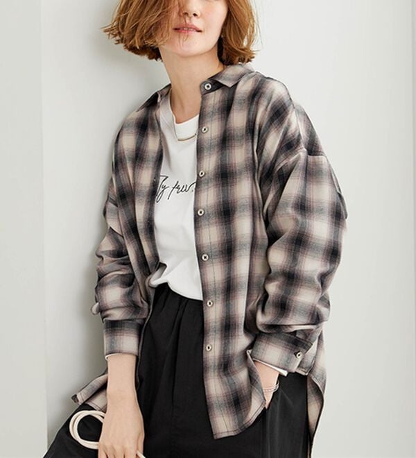 BELLUNA（ベルーナ）の「サラッと軽い！チェック柄シャツ（シャツ）」｜詳細画像