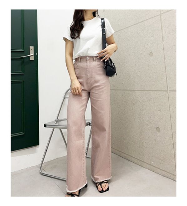 GeeRA（ジーラ）の「オリジナルパッチハイウエストデニム（ワイドパンツ・ガウチョ）」｜詳細画像