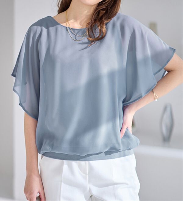 alotta（アロッタ）の「【接触冷感】カットソー裏地付ドルマンブラウス（ブラウス）」｜詳細画像