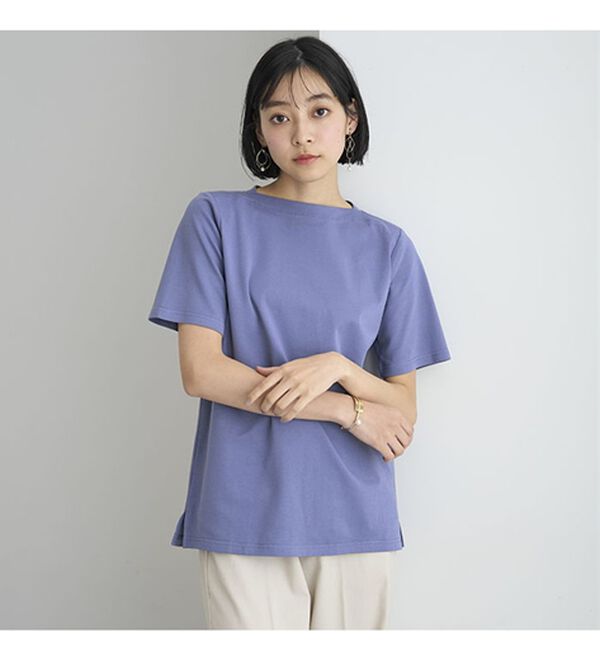 BELLUNA（ベルーナ）の「艶やか綿１００％シンプルプルオーバー（カットソー）」｜詳細画像