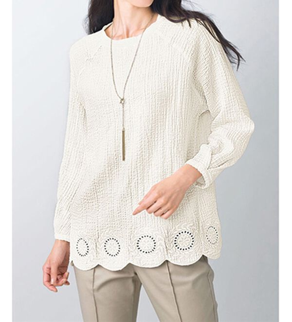 VINNO（ヴィノ）の「刺しゅうプルオーバーブラウス（ブラウス）」｜詳細画像