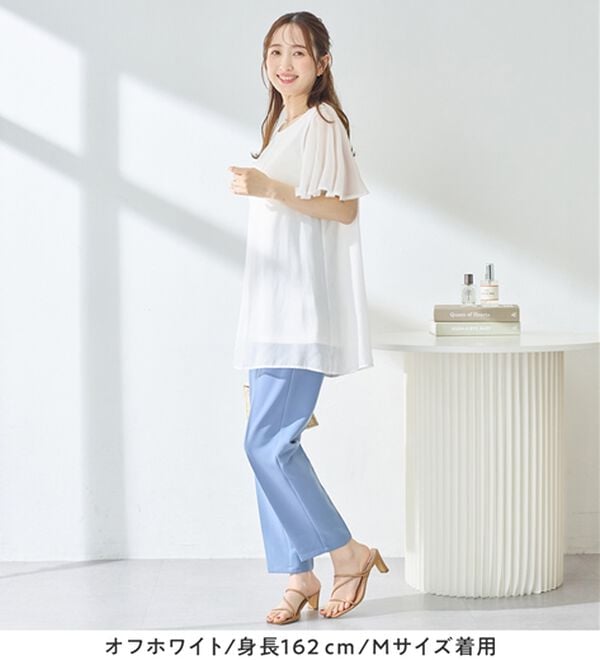 alotta（アロッタ）の「【接触冷感】インナー付シフォンタックチュニック（チュニック）」｜詳細画像