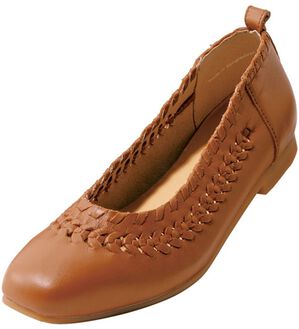 BELLUNA（ベルーナ）の「４Ｅ牛革編み込みパンプス（パンプス）」｜キャメル