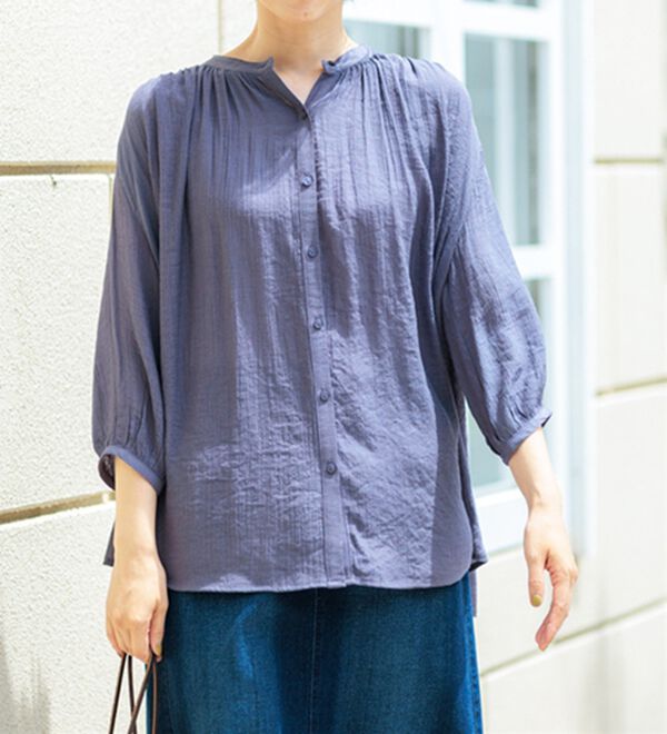 BELLUNA（ベルーナ）の「スラブ素材ギャザーデザインブラウス（ブラウス）」｜詳細画像