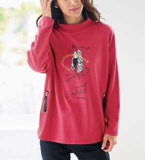 BELLUNA（ベルーナ）の「起毛カットソーデザインプルオーバー（カットソー）」｜レッド