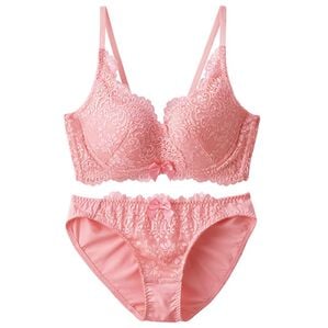 YU'NOW（ユナウ）の「脇スッキリカシュクールブラ＆ショーツセット（ブラジャー＆ショーツセット）」｜コーラルピンク