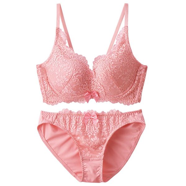 YU'NOW（ユナウ）の「脇スッキリカシュクールブラ＆ショーツセット（ブラジャー＆ショーツセット）」｜コーラルピンク