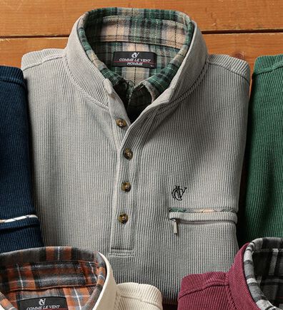 「＜コムルヴァン・オム＞大人の技ありダブル衿プルオーバー（メンズトレーナー）」