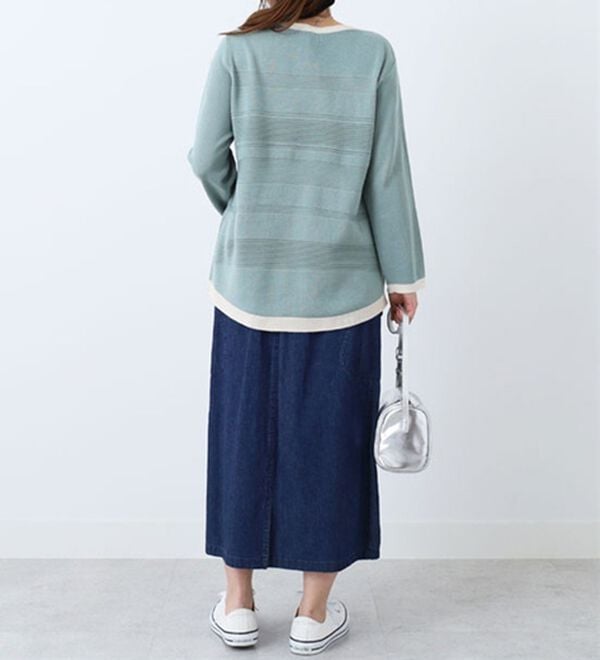 BELLUNA（ベルーナ）の「ミラノリブ配色ニットプルオーバー（ニット・セーター）」｜詳細画像