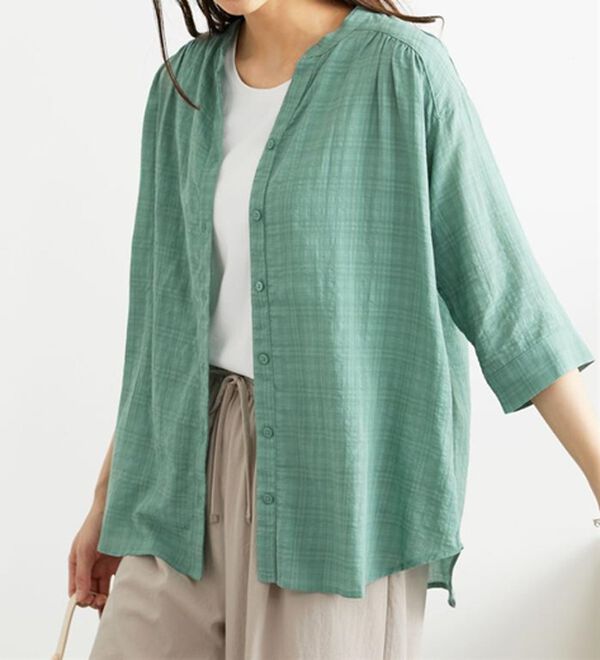 BELLUNA（ベルーナ）の「ふんわりシャドーチェック素材シャツ（シャツ）」｜詳細画像