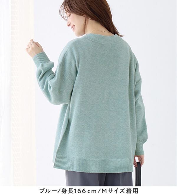 Viola e Viola（ヴィオラ エ ヴィオラ）の「【洗えるもちもち】首回りすっきり見せＶネックニット（ニット・セーター）」｜詳細画像