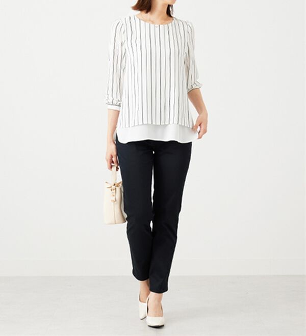 BELLUNA（ベルーナ）の「ジョーゼット素材裾ティアードブラウス（ブラウス）」｜詳細画像