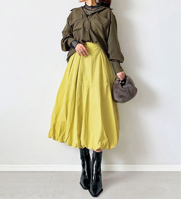 BELLUNA（ベルーナ）の「【低身長さん向け】ポケットデザインゆったりシャツ（シャツ）」｜カーキ