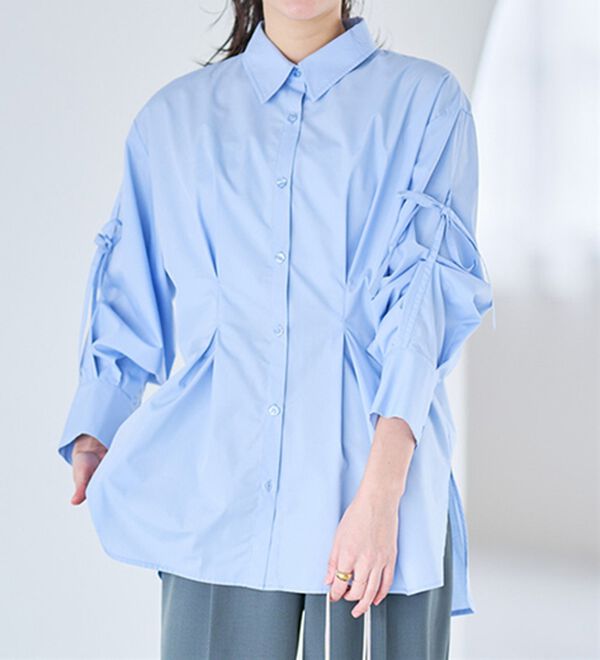RANAN（ラナン）の「ウエストタック袖リボンシャツ（シャツ）」｜詳細画像