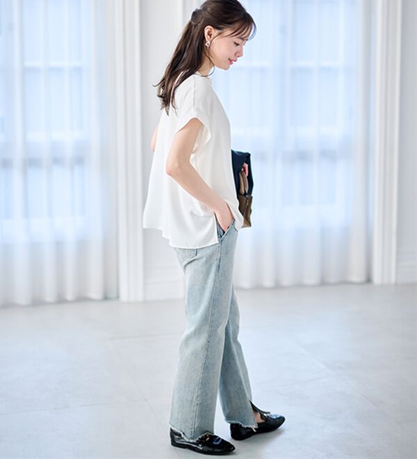 RANAN（ラナン）の「【汗シミ防止】ひんやり&防シワ前後2WAYハーフジップブラウス（ブラウス）」｜詳細画像