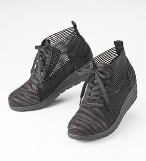 ルフラン（ルフラン）の「ゼブラ柄ストレッチメッシュシューズ（フラットシューズ）」｜ブラック