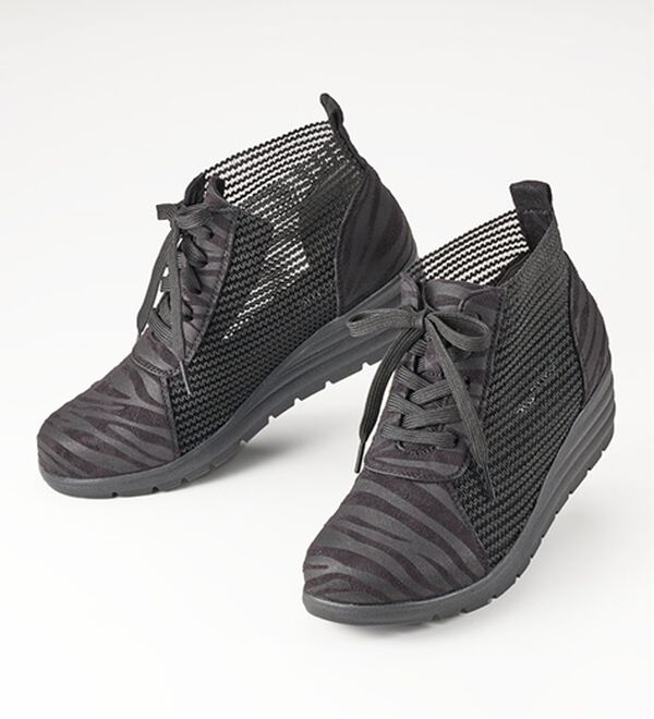 ルフラン（ルフラン）の「ゼブラ柄ストレッチメッシュシューズ（フラットシューズ）」｜ブラック