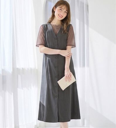 alotta（アロッタ）の「大人上品フレアジレワンピース（ジャンパースカート）」
