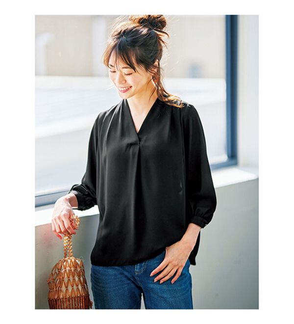 GeeRA（ジーラ）の「シルエットきれい！上品7分袖デザインブラウス（ブラウス）」｜詳細画像