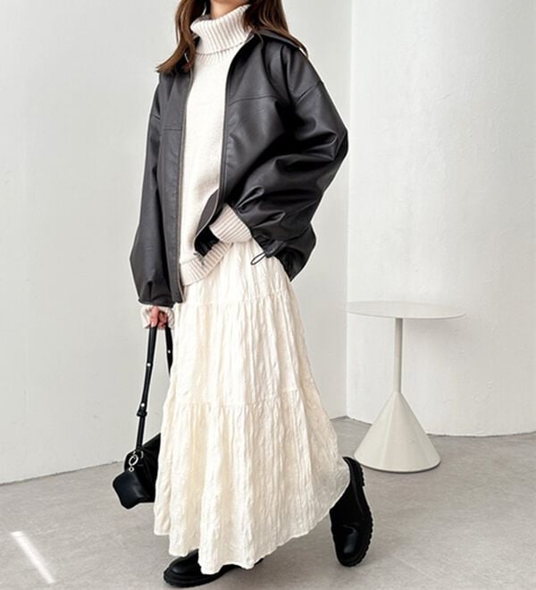 GeeRA（ジーラ）の「ワッシャーボリュームティアードスカート（ロングスカート）」｜詳細画像