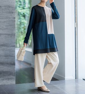 BELLUNA（ベルーナ）の「かのこ素材配色ブロッキングチュニック（チュニック）」｜詳細画像