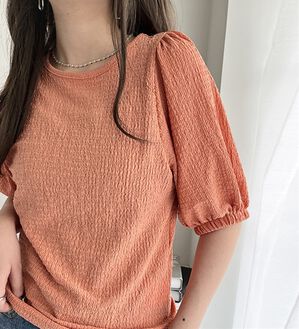 GeeRA（ジーラ）の「バルーンスリーブジャカードカットソー（カットソー）」｜オレンジ