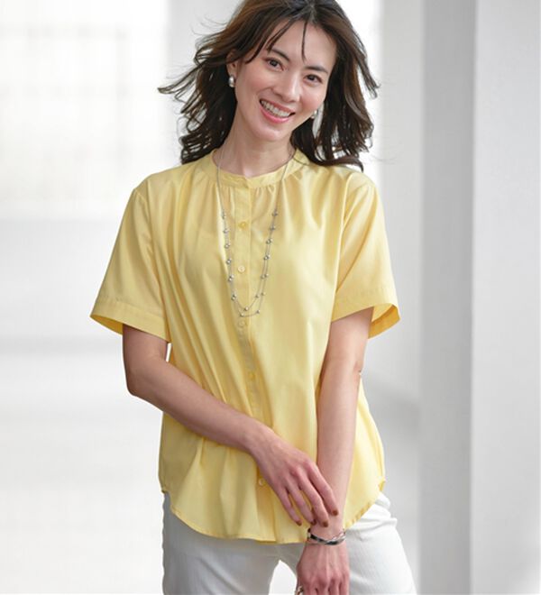 BELLUNA（ベルーナ）の「ギャザー使いバンドカラーブラウス（ブラウス）」｜詳細画像