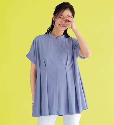 BELLUNA（ベルーナ）の「【ｍａｒｉｅ　ｃｌａｉｒｅ　ＳＰＯＲＴ】かのこ素材タックデザインフレアーチュニック（チュニック）」